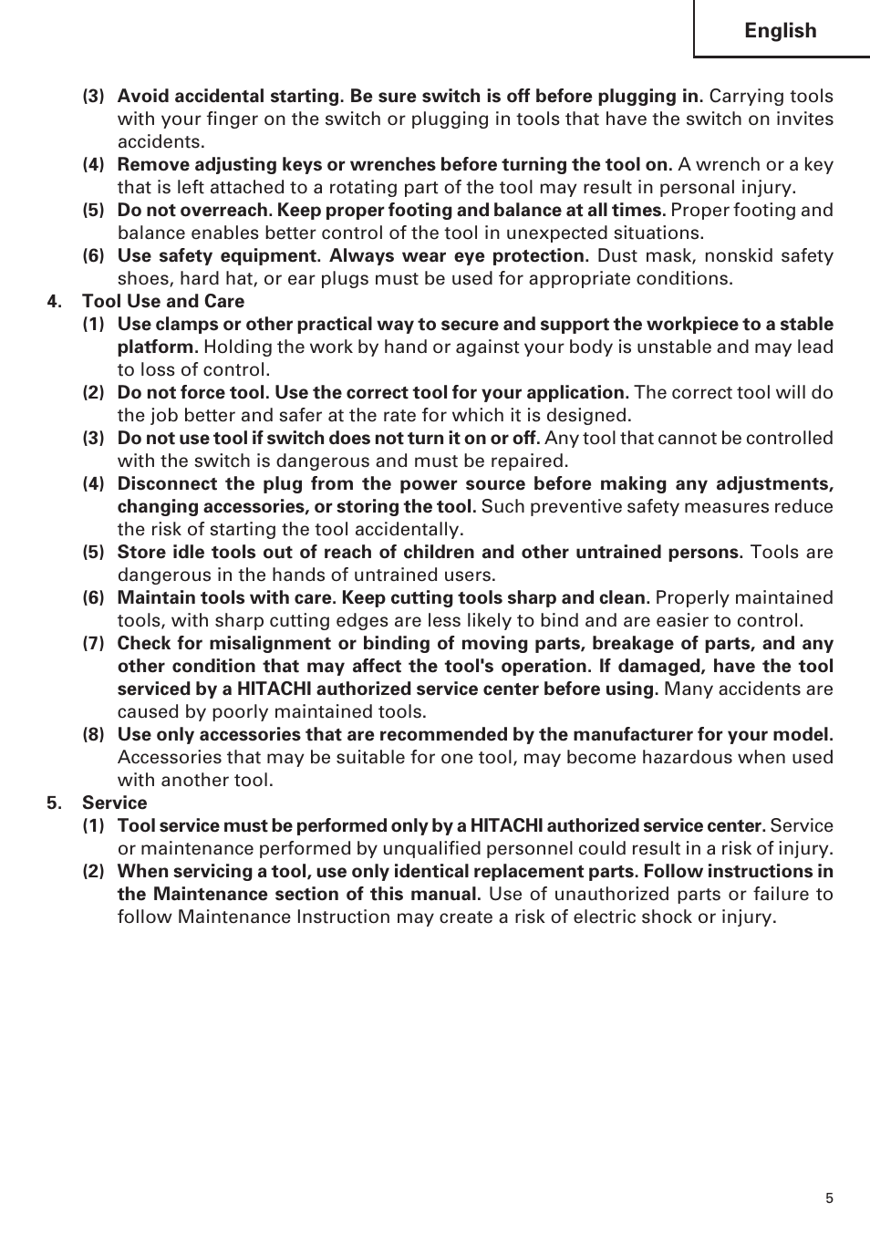 Hitachi SP18VA User Manual | Page 5 / 48