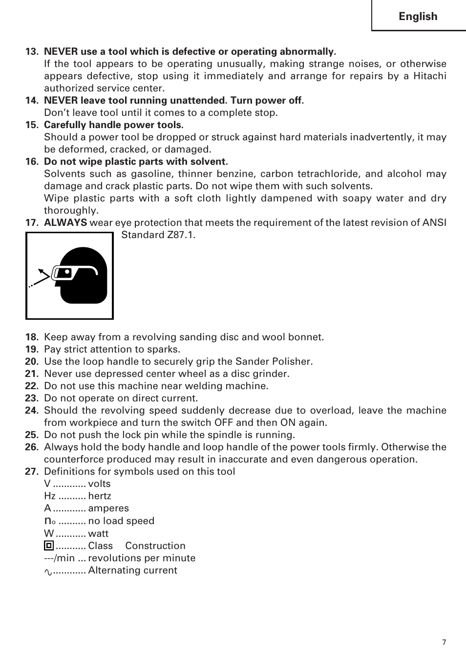 Hitachi SP18VA User Manual | Page 7 / 48