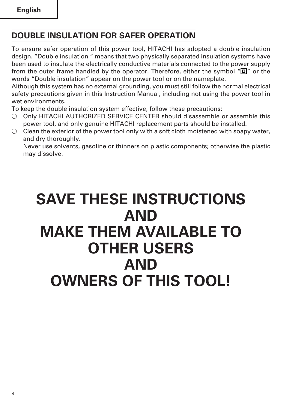 Hitachi SP18VA User Manual | Page 8 / 48