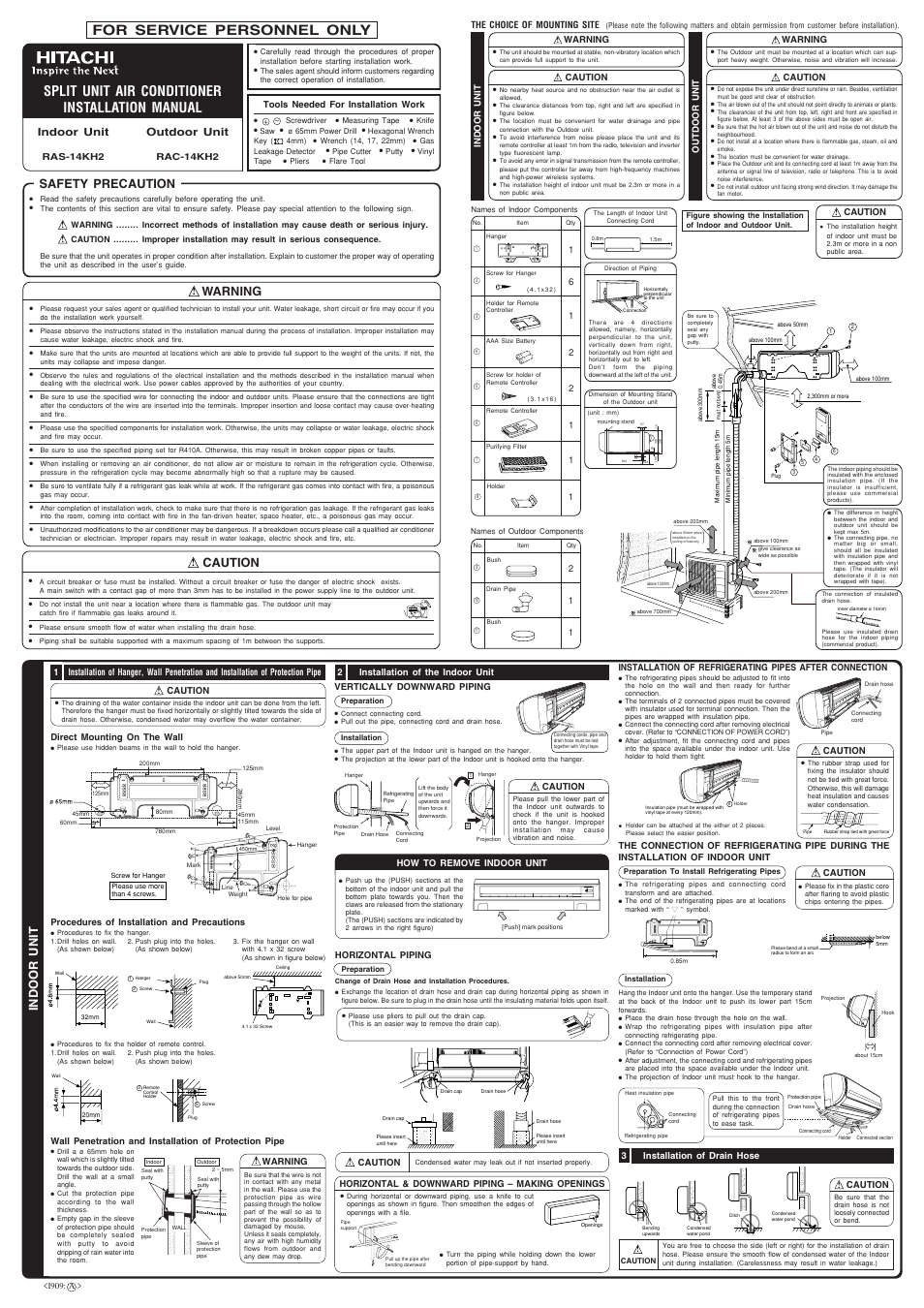 Hitachi RAS-14KH2 User Manual | 2 pages