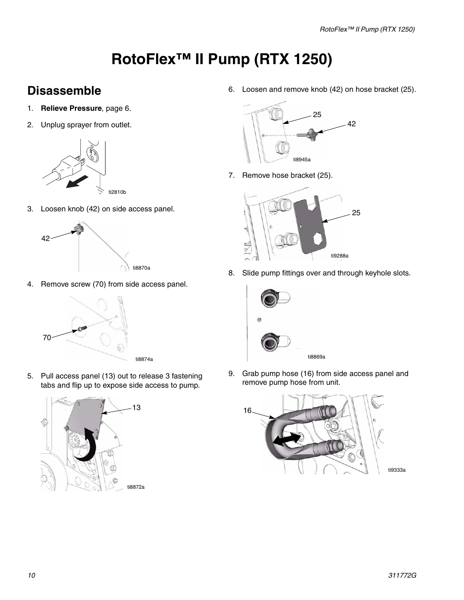 Rotoflex™ ii pump (rtx 1250), Disassemble | Hitachi RTX 900 User Manual | Page 10 / 34