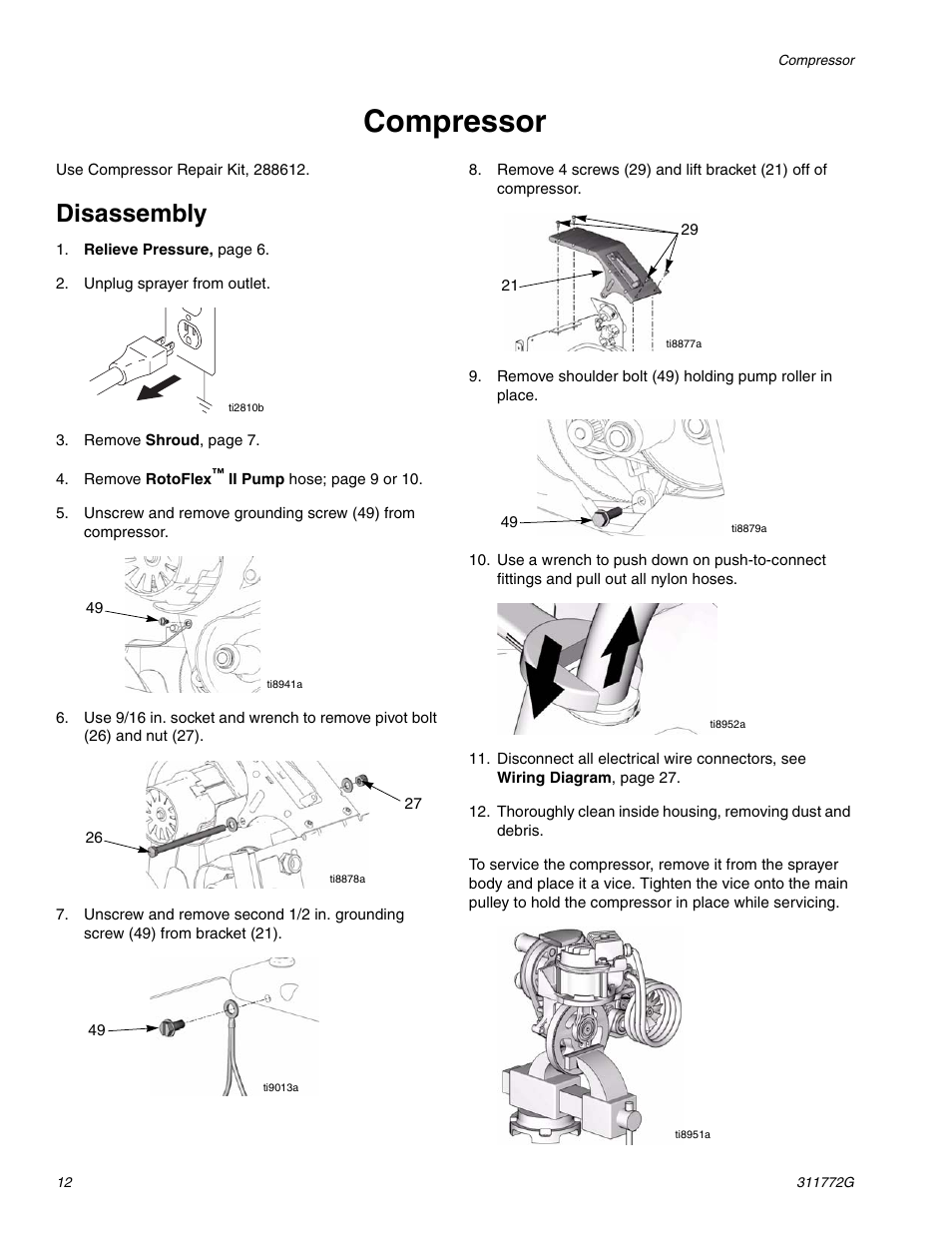 Compressor, Disassembly | Hitachi RTX 900 User Manual | Page 12 / 34
