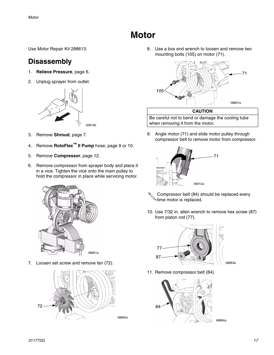 Motor, Disassembly | Hitachi RTX 900 User Manual | Page 17 / 34