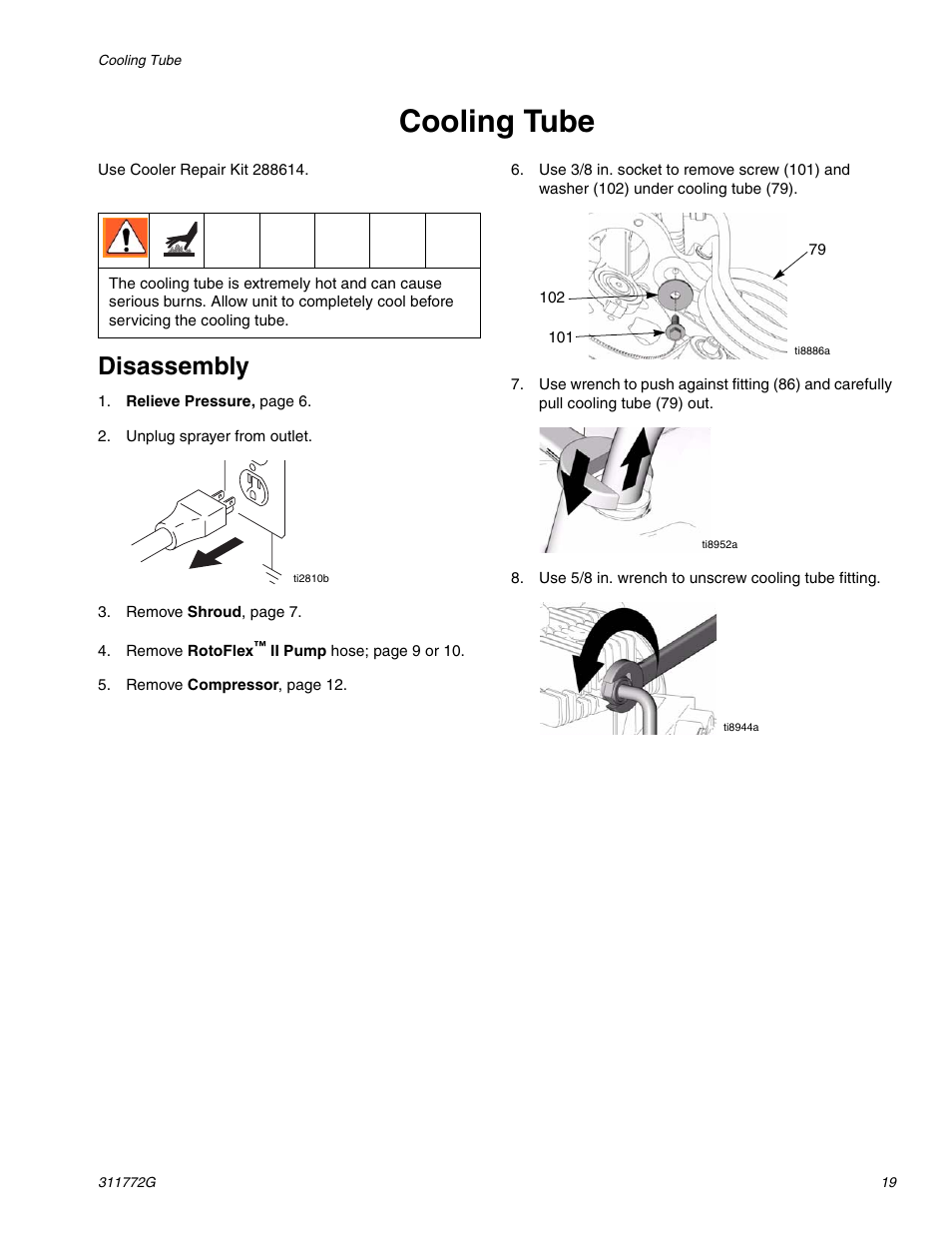 Cooling tube, Disassembly | Hitachi RTX 900 User Manual | Page 19 / 34