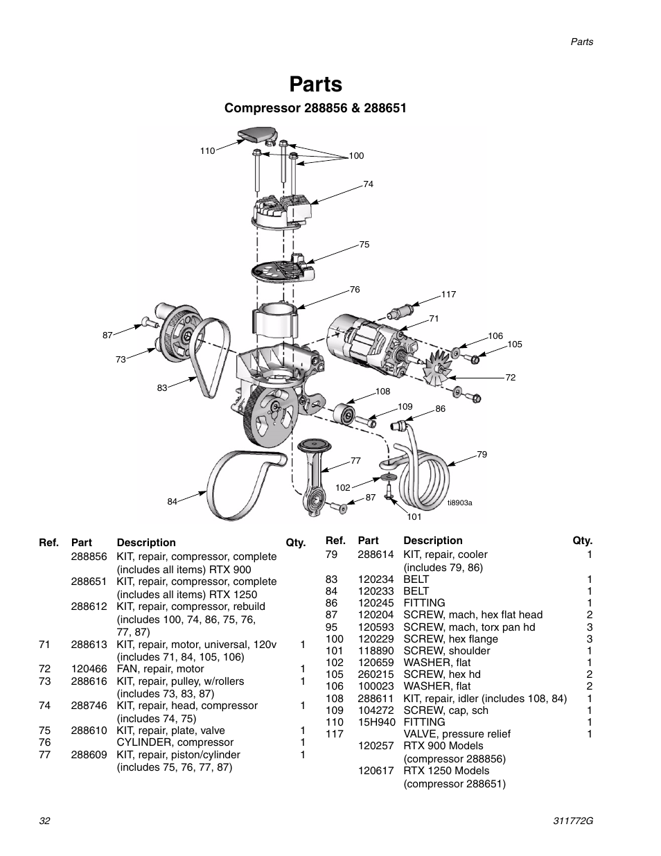 Parts | Hitachi RTX 900 User Manual | Page 32 / 34