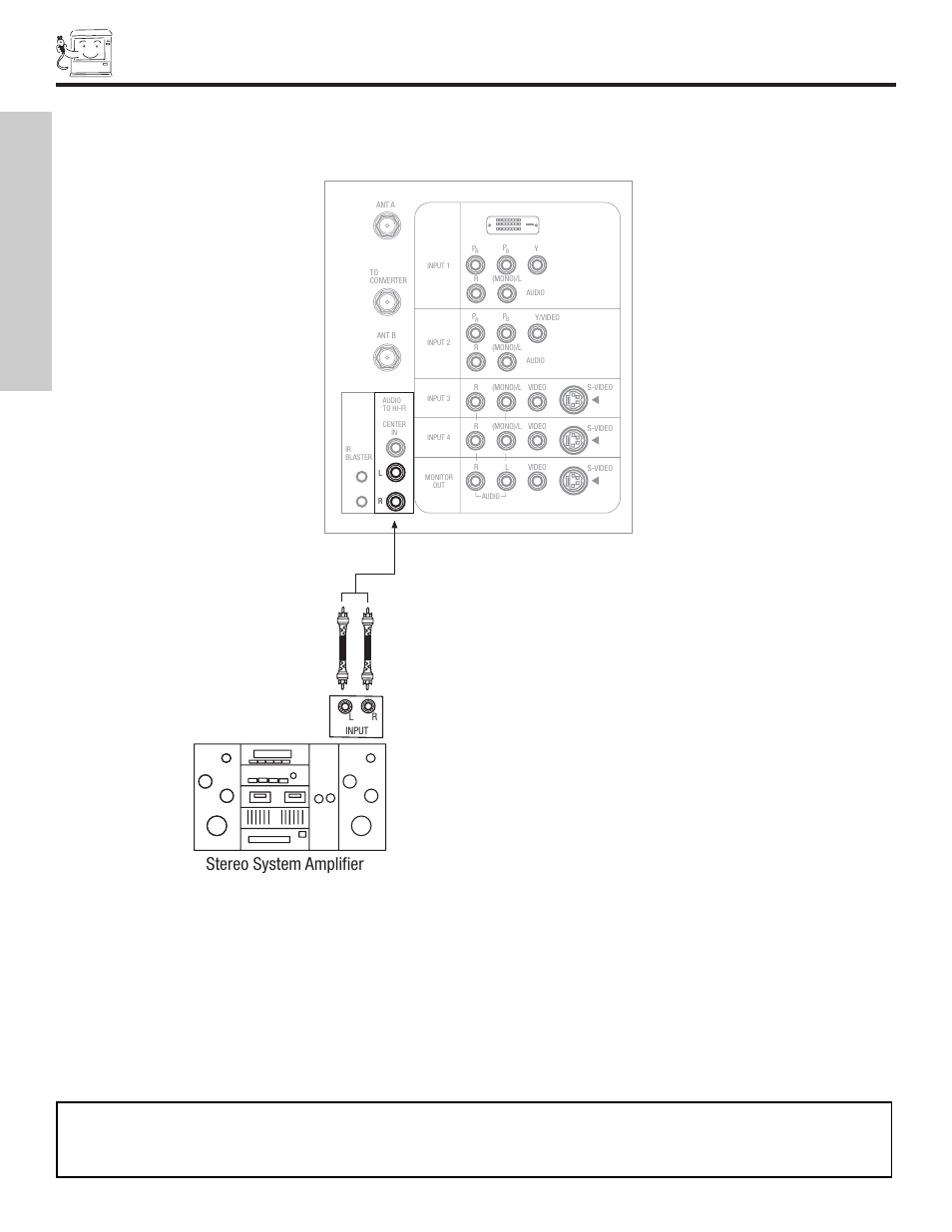 Connecting external audio devices, First time use, Stereo system amplifier | Hitachi 50VX500 User Manual | Page 14 / 84