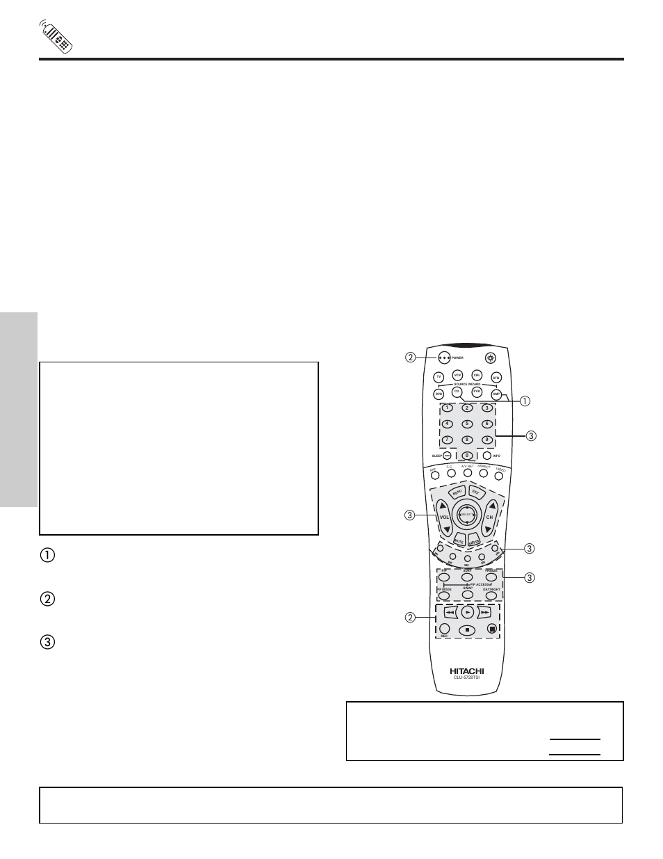 The remote control, My audio equipment code is, Cd amp/rcvr | Hitachi 50VX500 User Manual | Page 42 / 84