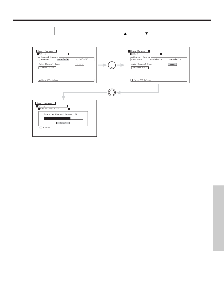 Channel manager, On-screen displa y | Hitachi 50VX500 User Manual | Page 55 / 84