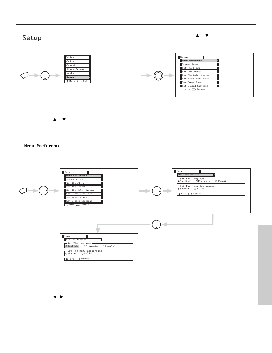 Setup, On-screen displa y | Hitachi 50VX500 User Manual | Page 63 / 84