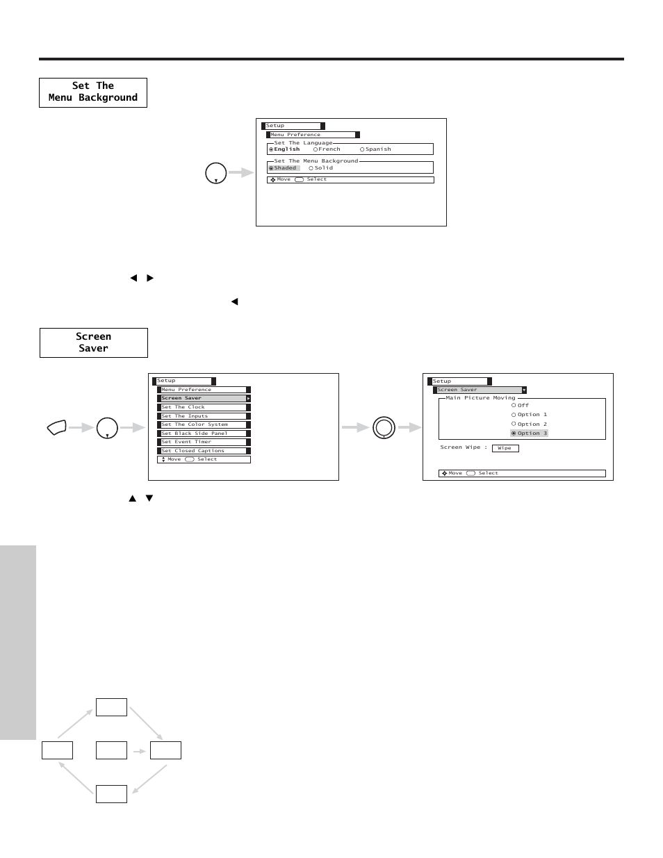 Setup, On-screen displa y | Hitachi 50VX500 User Manual | Page 64 / 84