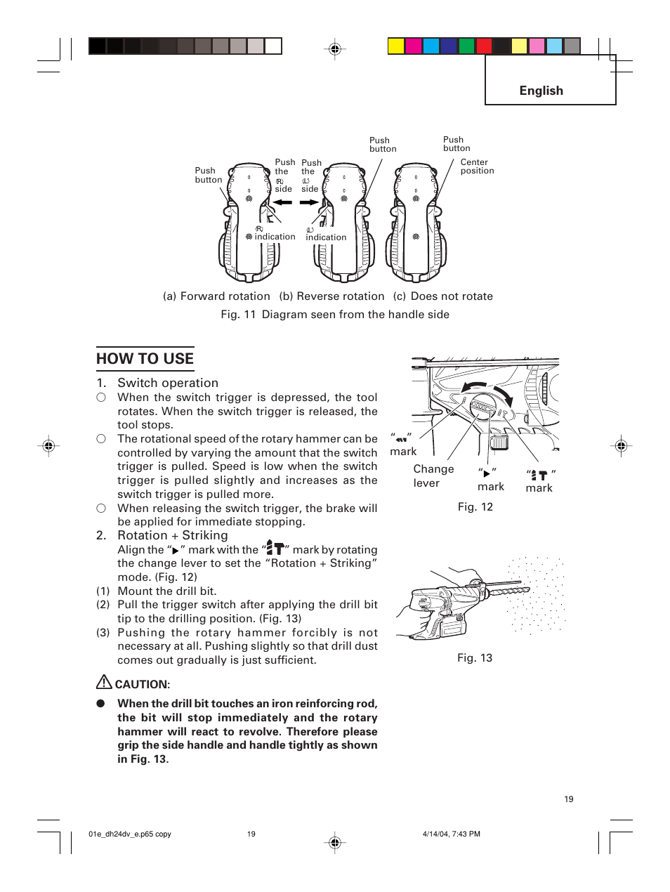 How to use | Hitachi DH 24DV User Manual | Page 19 / 88