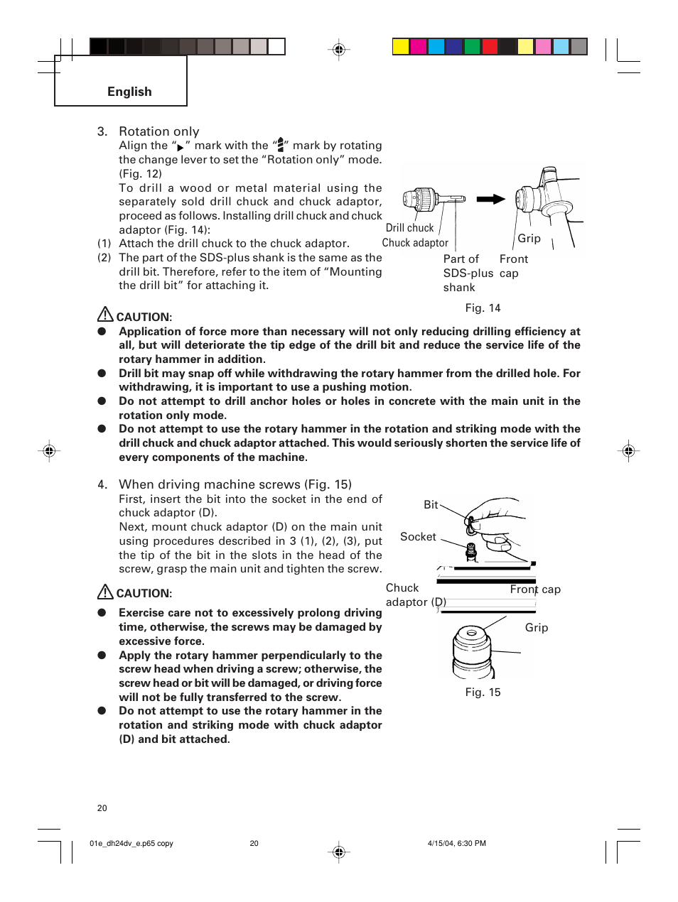 Hitachi DH 24DV User Manual | Page 20 / 88