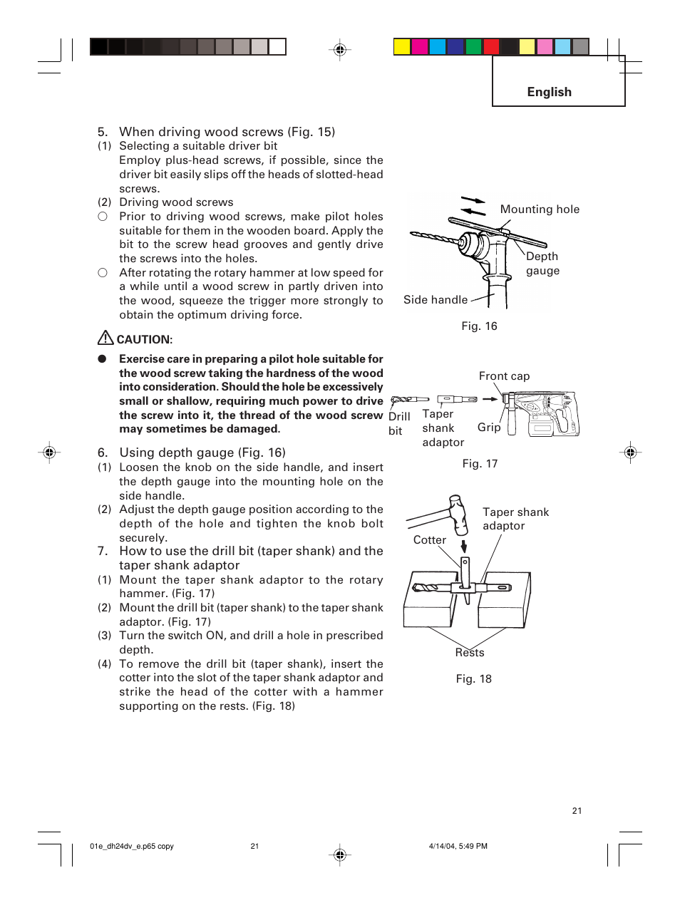 Hitachi DH 24DV User Manual | Page 21 / 88