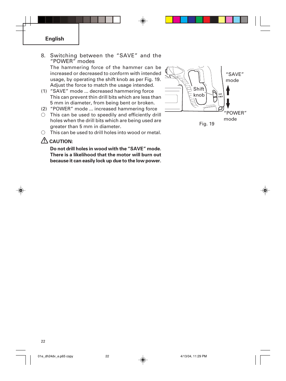 Hitachi DH 24DV User Manual | Page 22 / 88