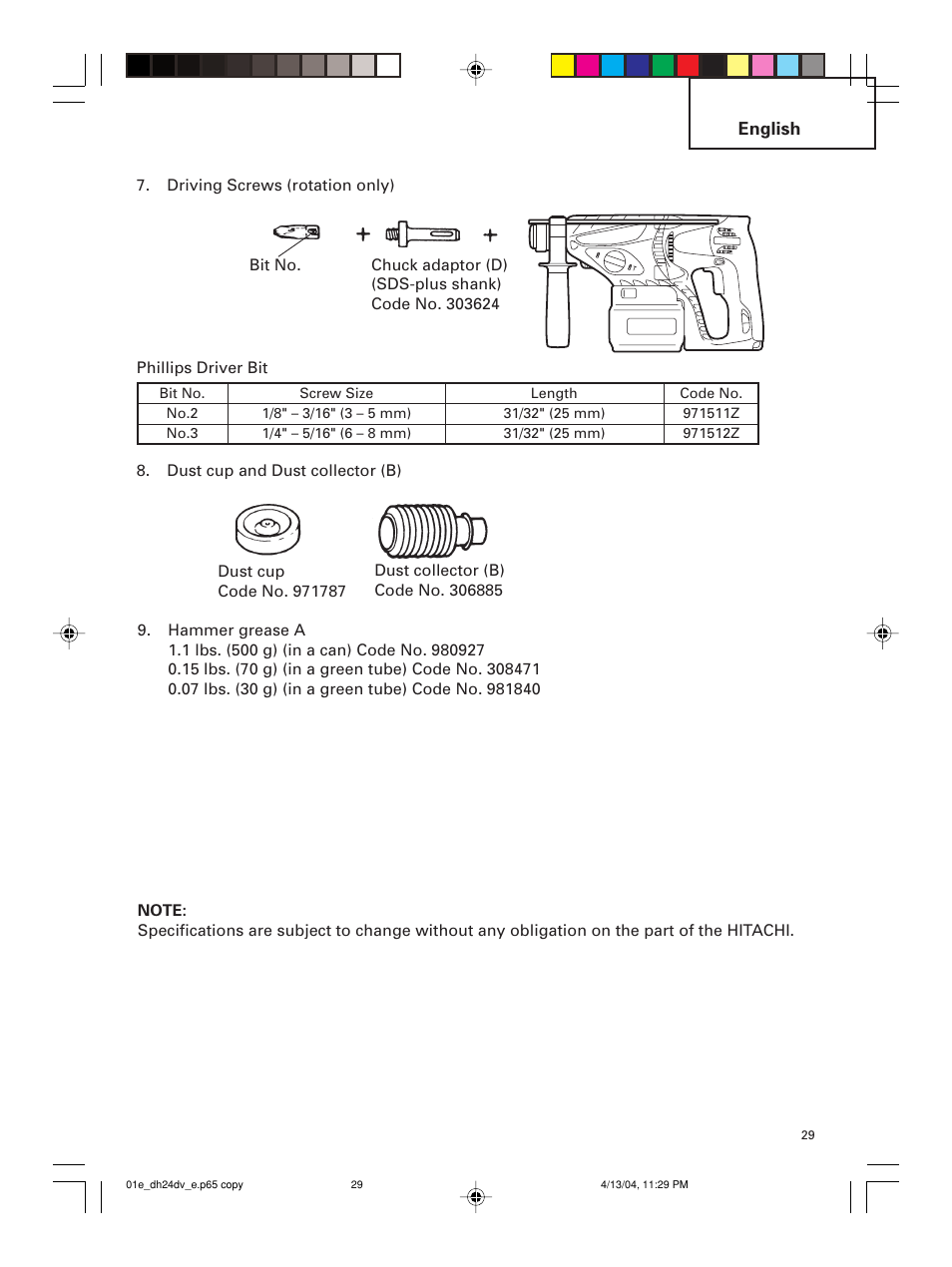 Hitachi DH 24DV User Manual | Page 29 / 88