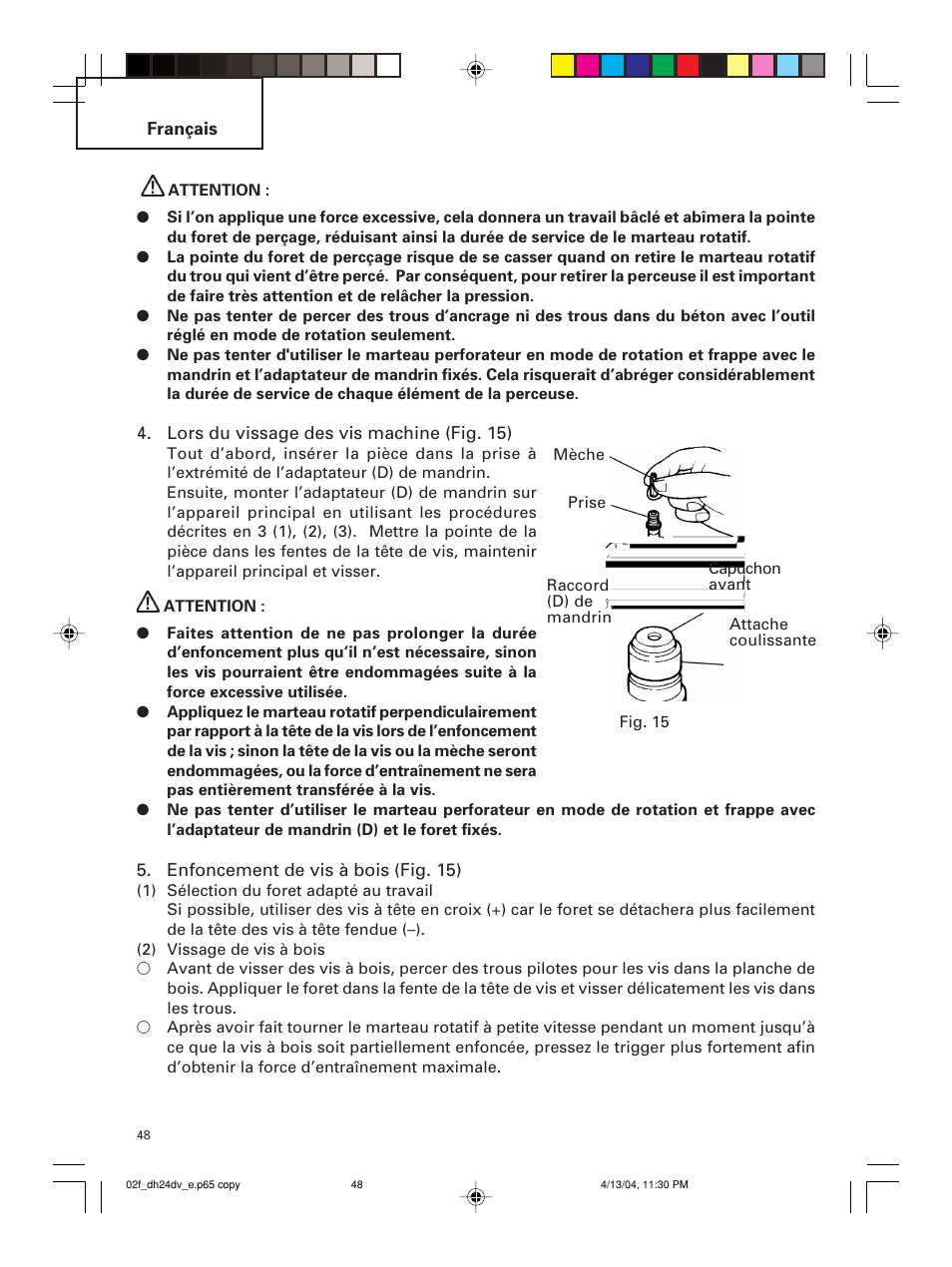 Hitachi DH 24DV User Manual | Page 48 / 88
