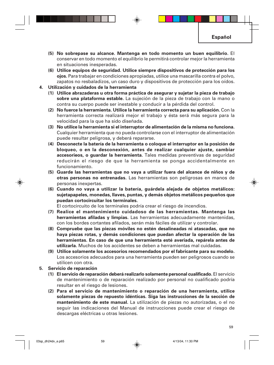 Hitachi DH 24DV User Manual | Page 59 / 88