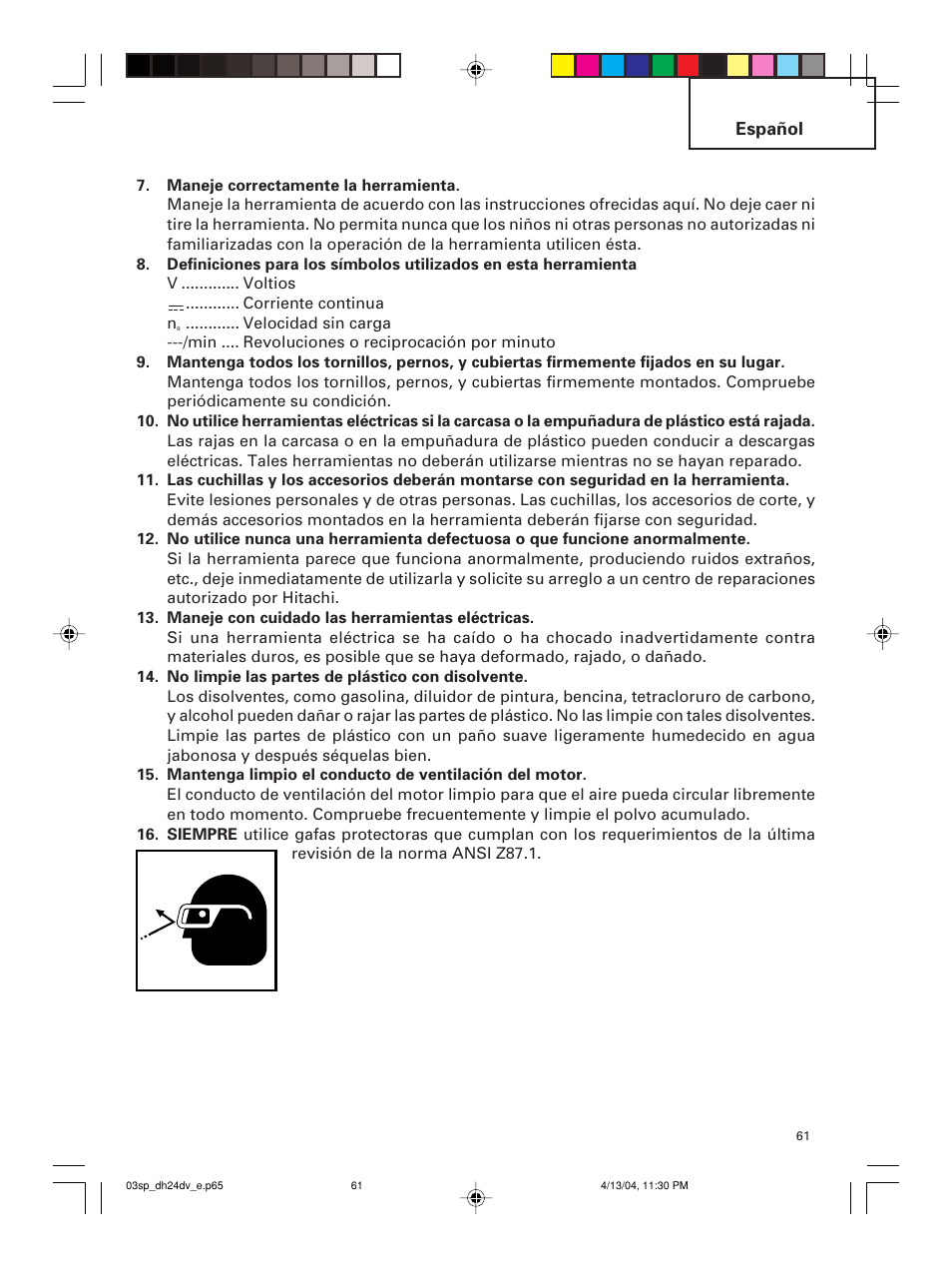 Hitachi DH 24DV User Manual | Page 61 / 88