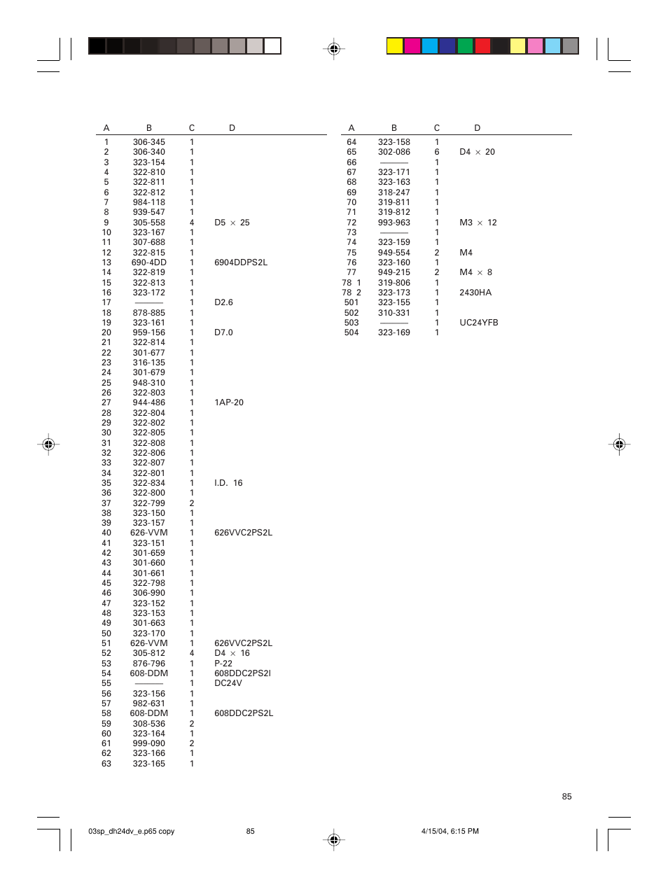 Hitachi DH 24DV User Manual | Page 85 / 88