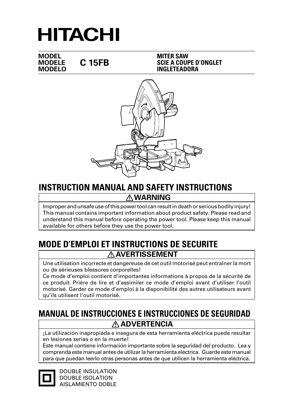 Hitachi C 15FB User Manual | 54 pages