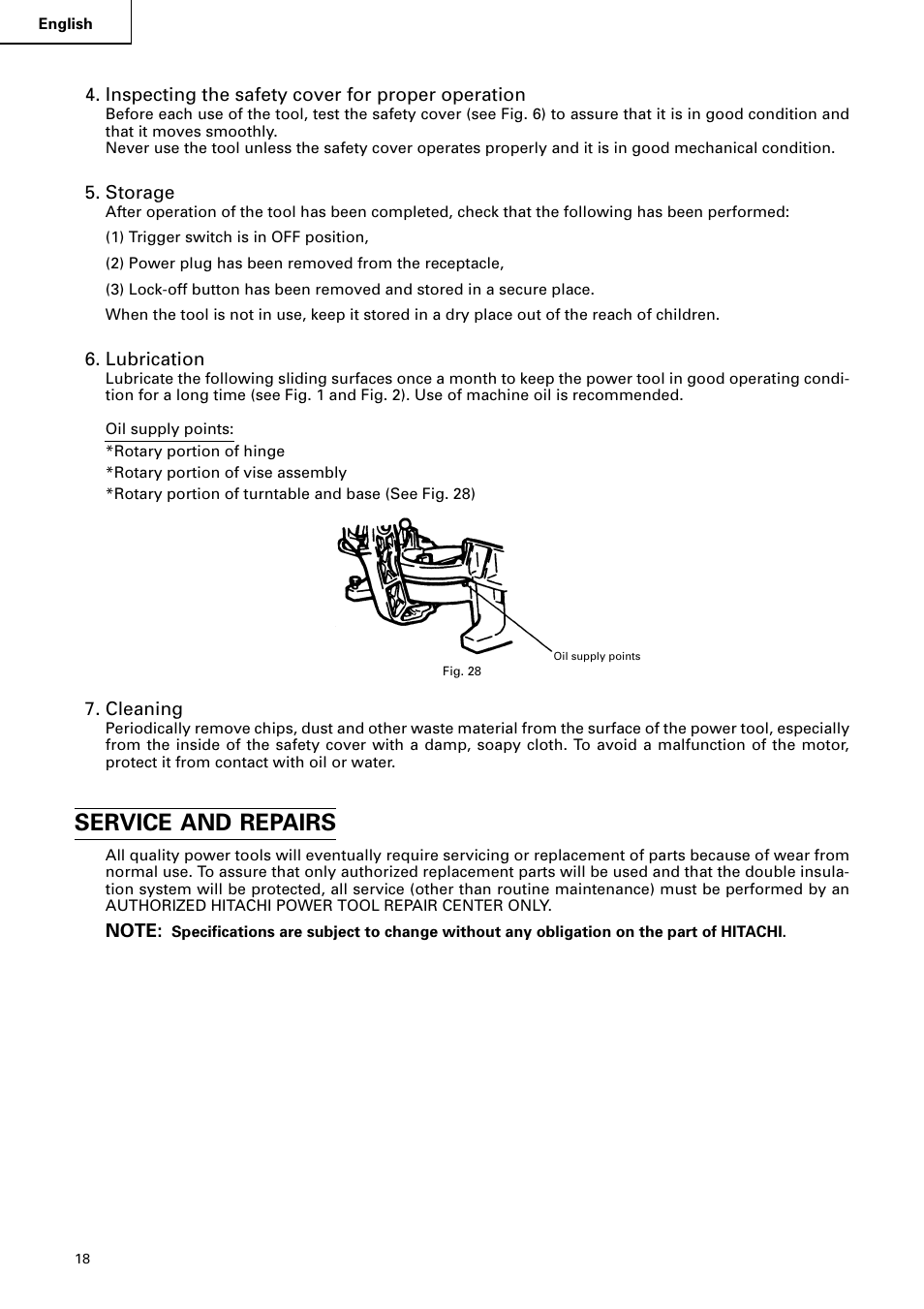 Service and repairs | Hitachi C 15FB User Manual | Page 18 / 54