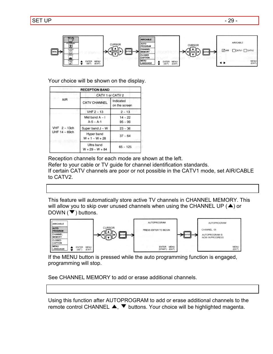 Auto program channel memory | Hitachi 55EX15K User Manual | Page 29 / 44