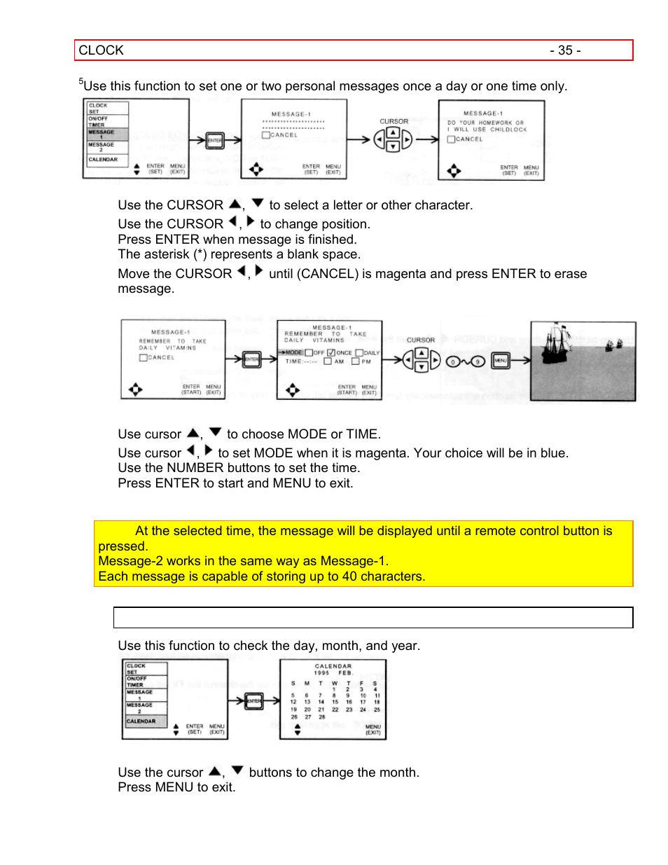 Calendar | Hitachi 55EX15K User Manual | Page 35 / 44