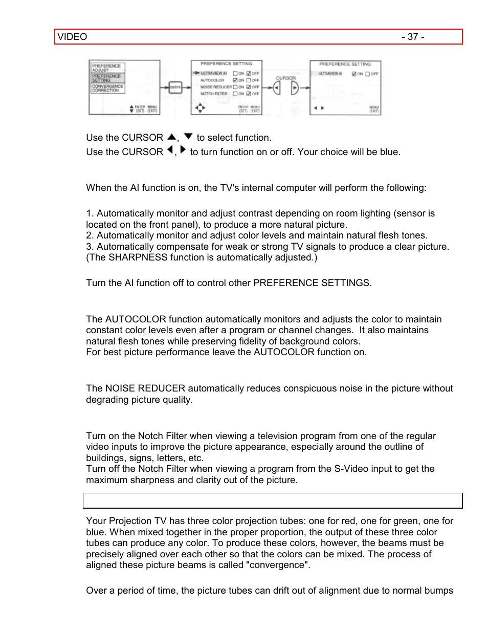 Convergence adjust | Hitachi 55EX15K User Manual | Page 37 / 44