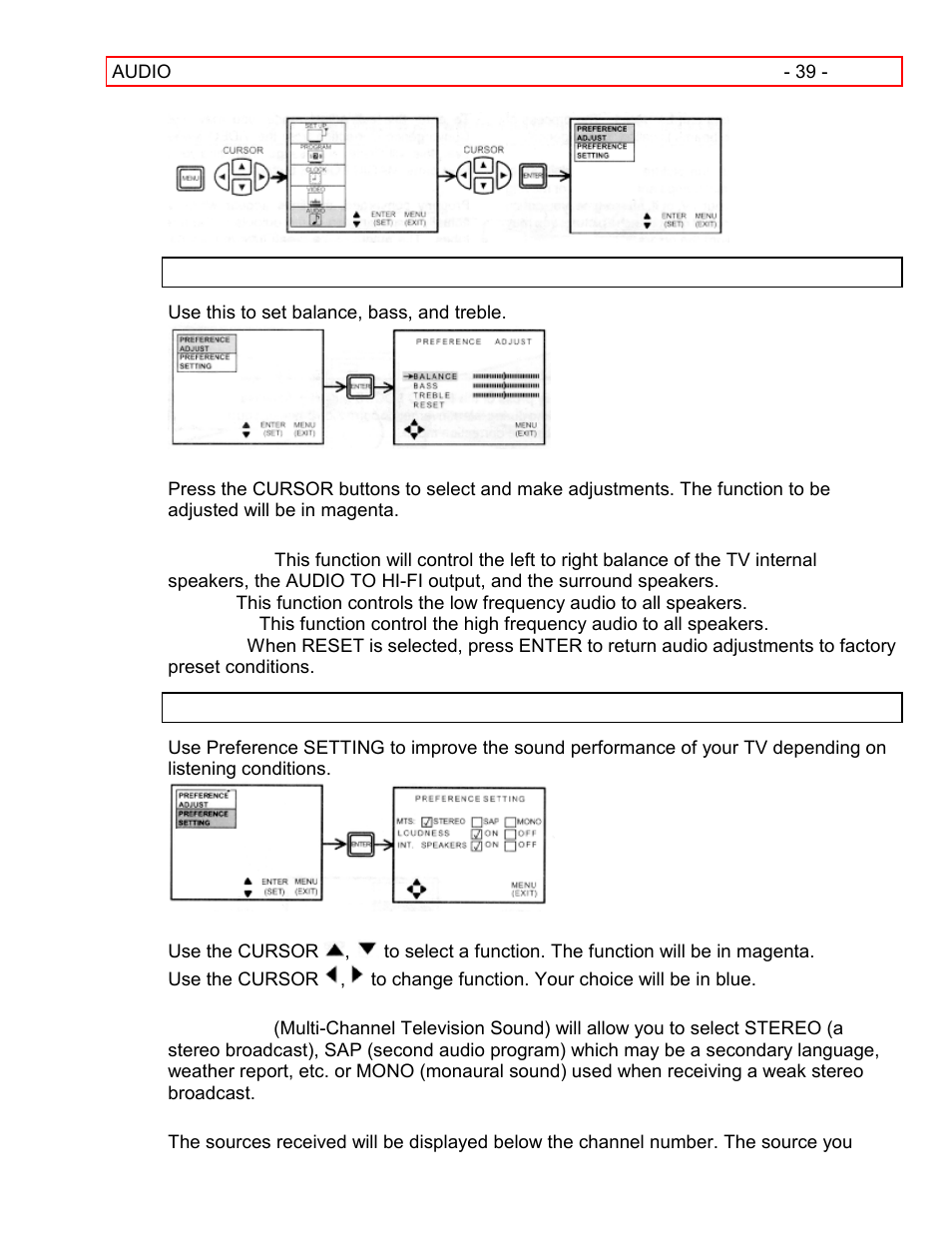 Preference adjustment preference setting | Hitachi 55EX15K User Manual | Page 39 / 44