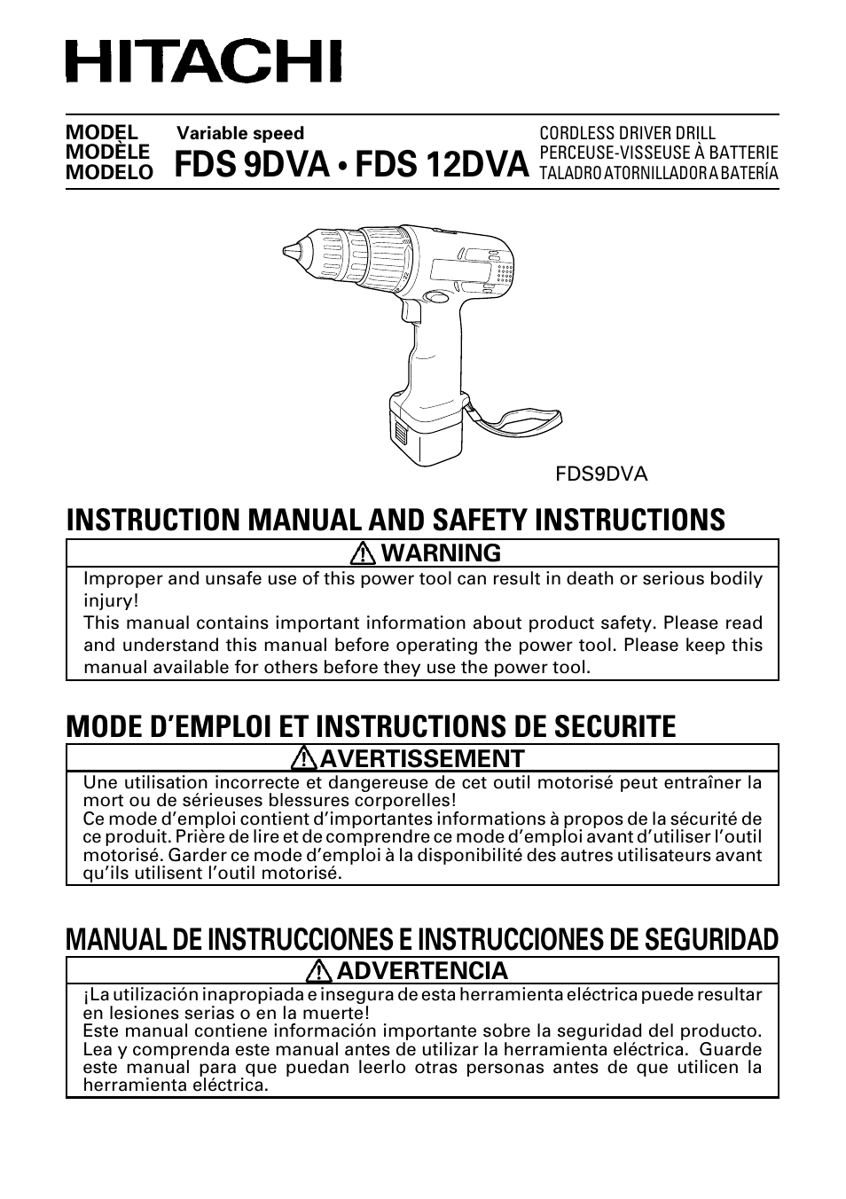 Hitachi FDS 9DVA User Manual | 60 pages