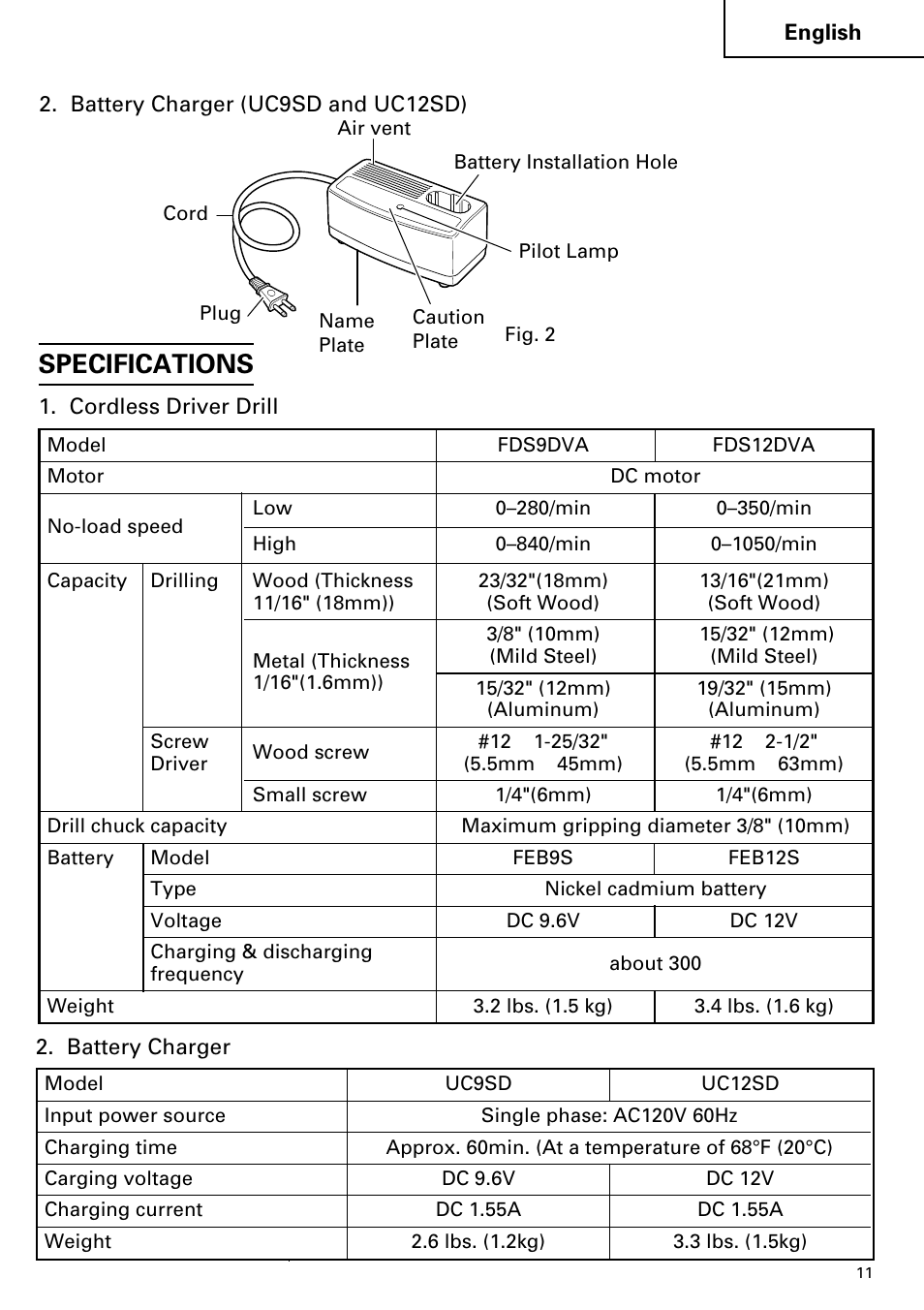 Specifications | Hitachi FDS 9DVA User Manual | Page 11 / 60