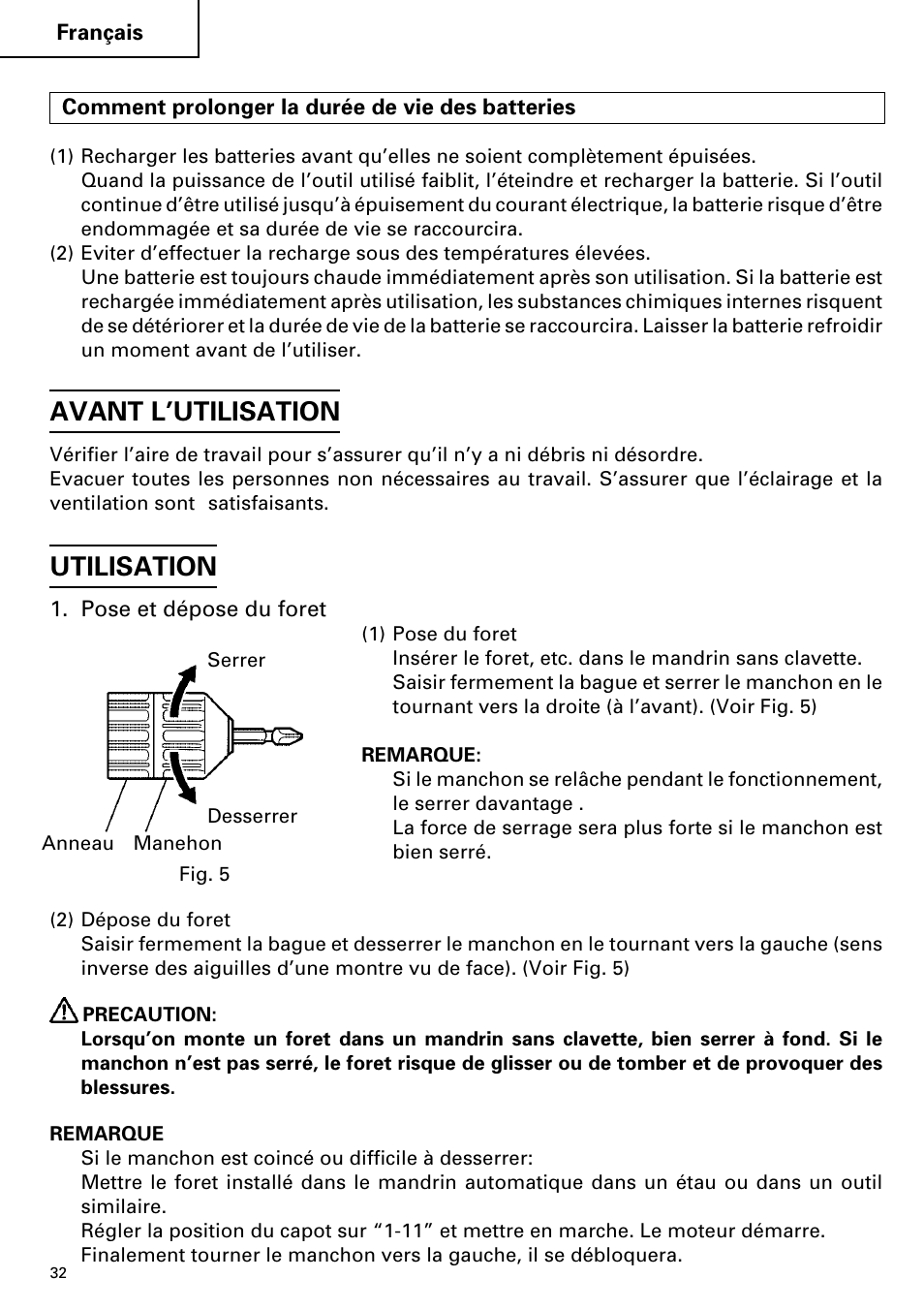 Avant l’utilisation, Utilisation | Hitachi FDS 9DVA User Manual | Page 32 / 60