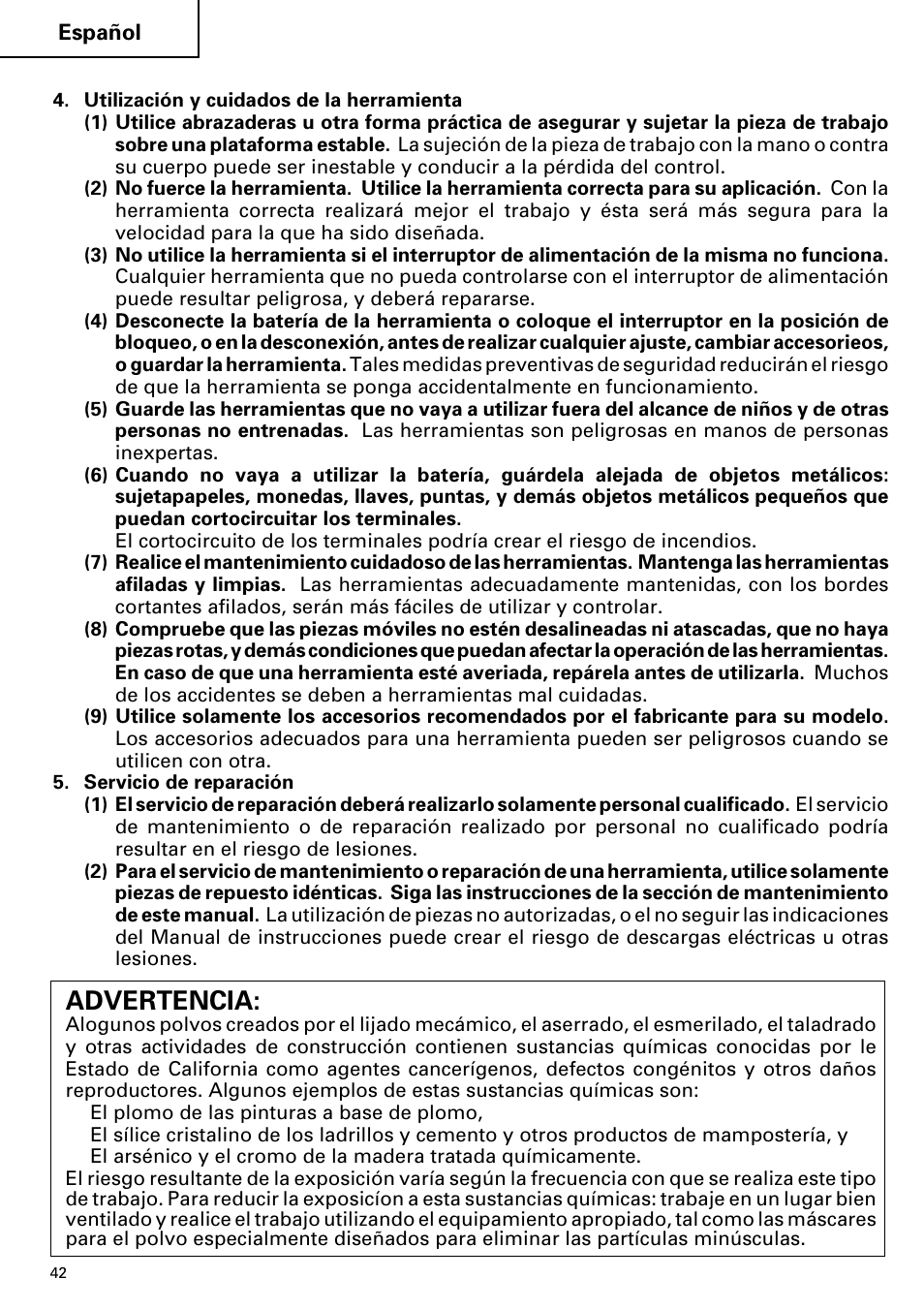 Advertencia | Hitachi FDS 9DVA User Manual | Page 42 / 60