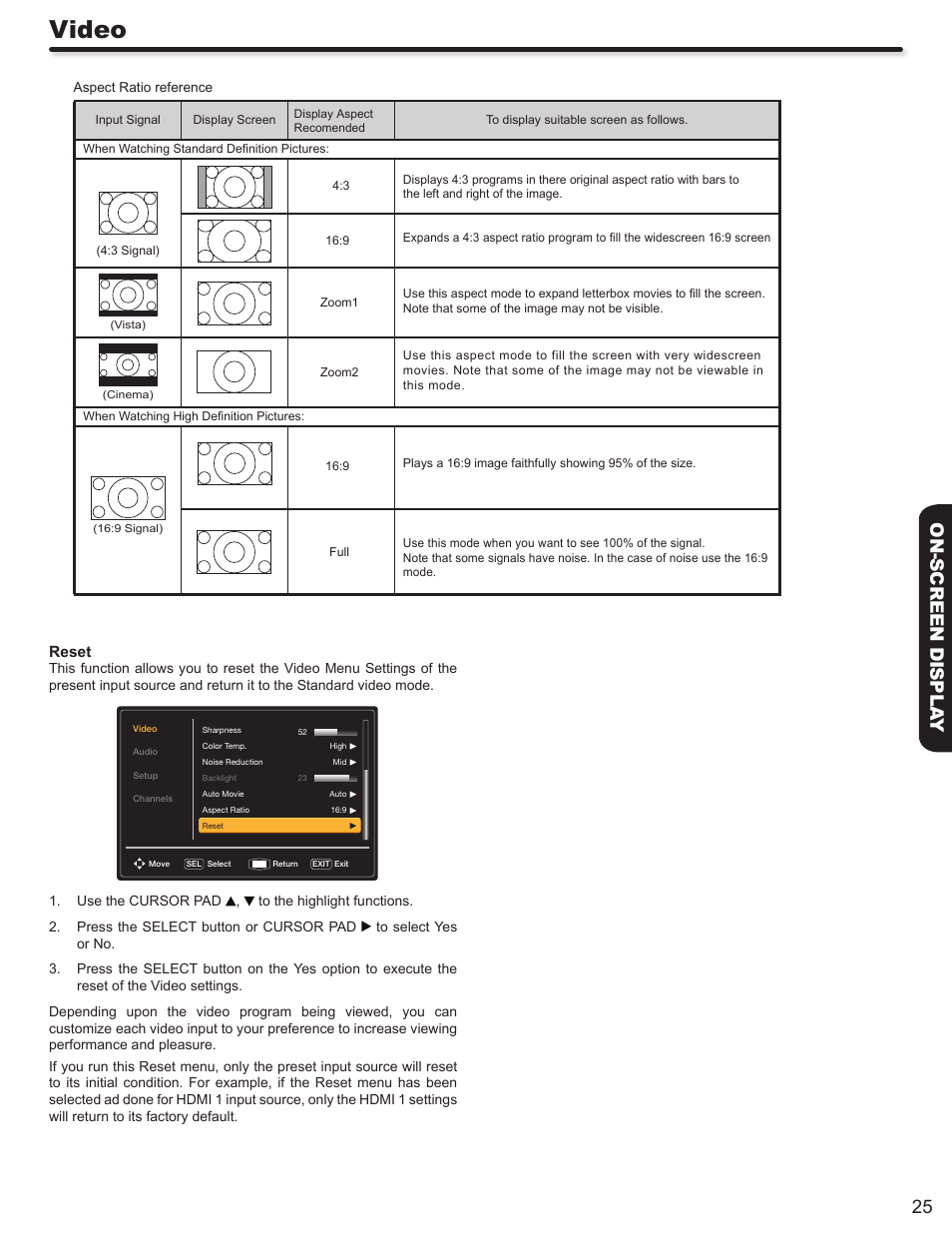 Video | Hitachi ALPHA SERIES L32A404 User Manual | Page 25 / 52