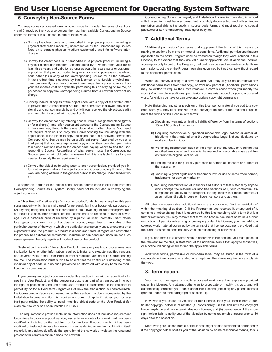 Conveying non-source forms, Additional terms, Termination | Hitachi ALPHA SERIES L32A404 User Manual | Page 46 / 52