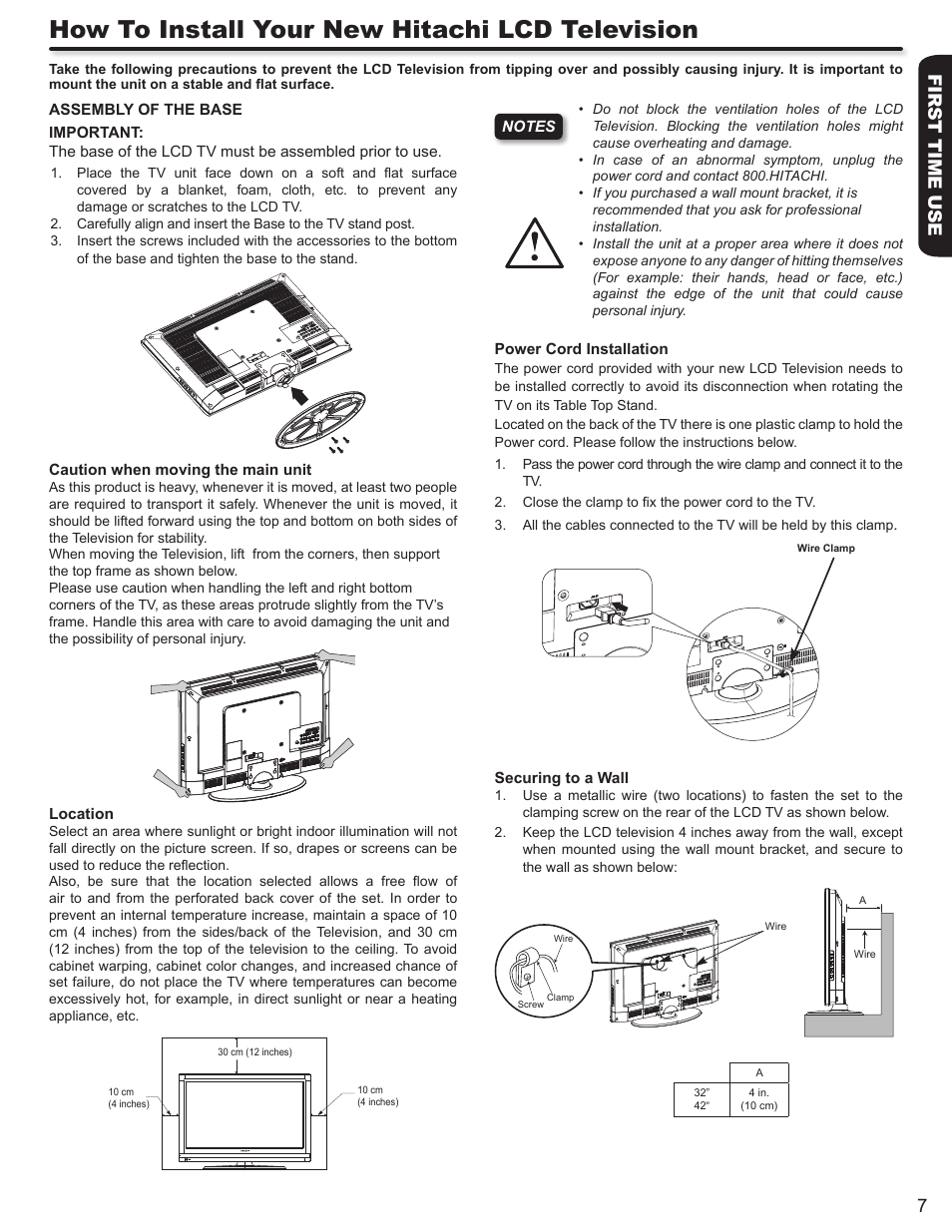 How to install your new hitachi lcd television | Hitachi ALPHA SERIES L32A404 User Manual | Page 7 / 52
