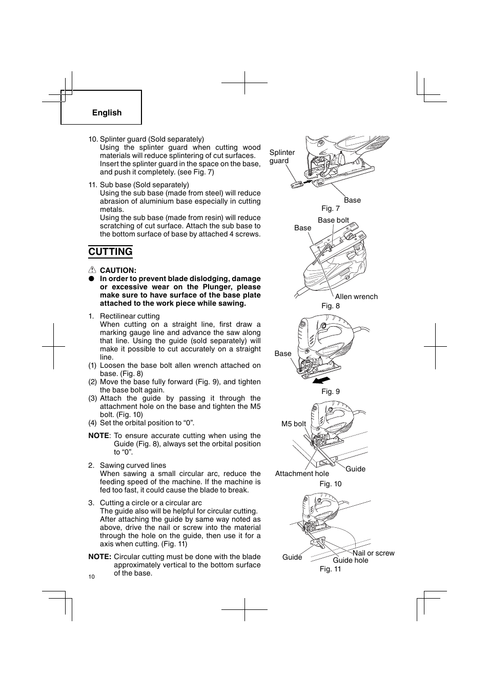 Cutting | Hitachi CJ 90VST User Manual | Page 10 / 48