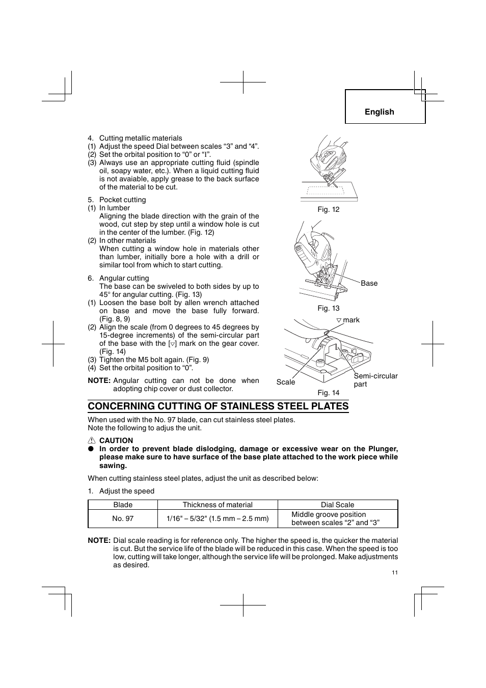 Concerning cutting of stainless steel plates | Hitachi CJ 90VST User Manual | Page 11 / 48