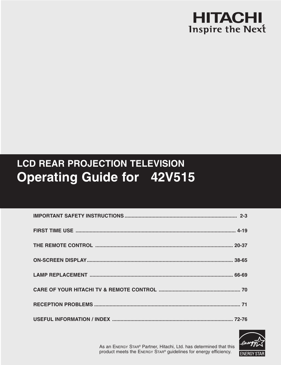 Hitachi 42V515 User Manual | 80 pages