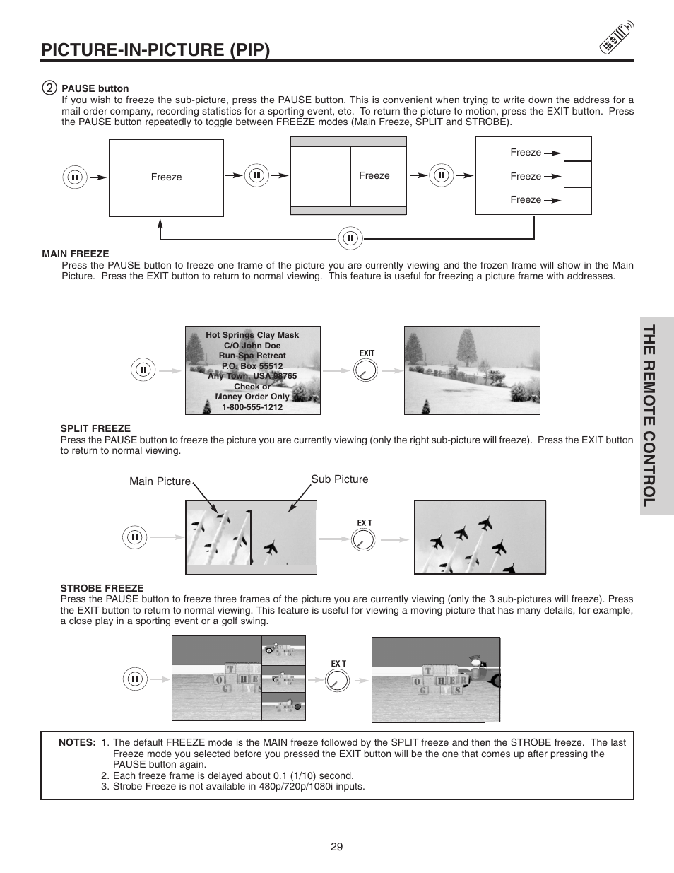 Picture-in-picture (pip), The remote control | Hitachi 42V515 User Manual | Page 29 / 80