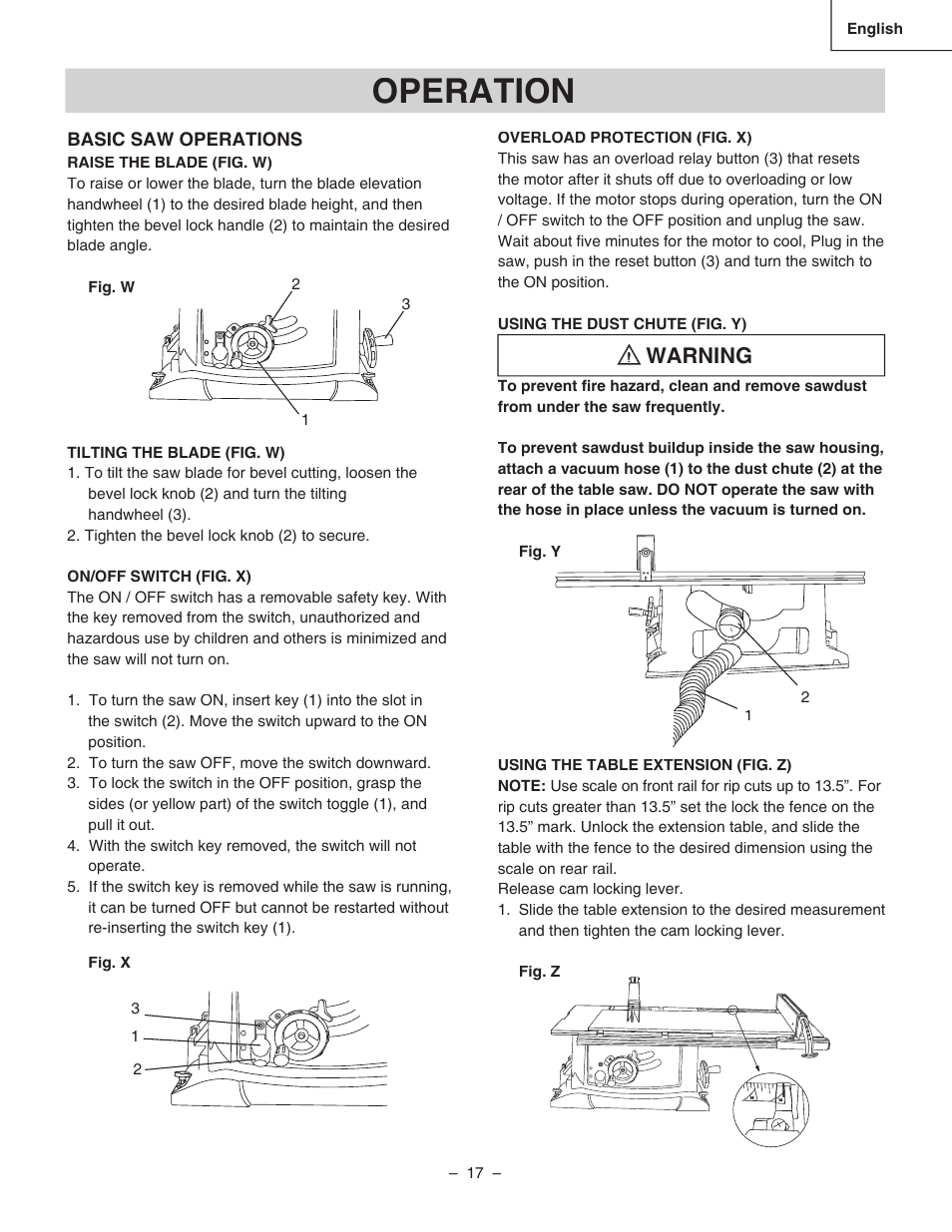 Operation, Warning | Hitachi C 10RA3 User Manual | Page 17 / 72