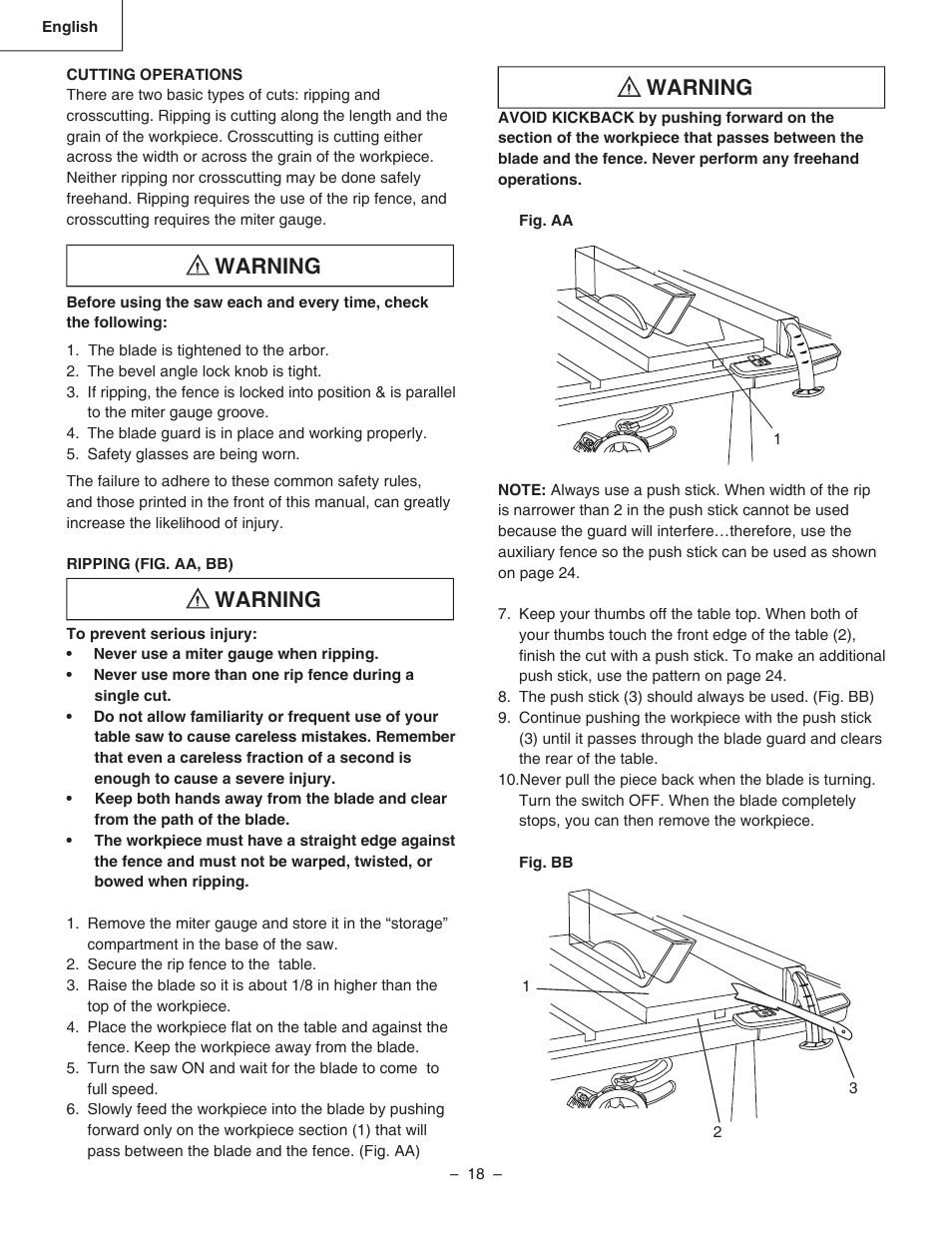 Warning | Hitachi C 10RA3 User Manual | Page 18 / 72