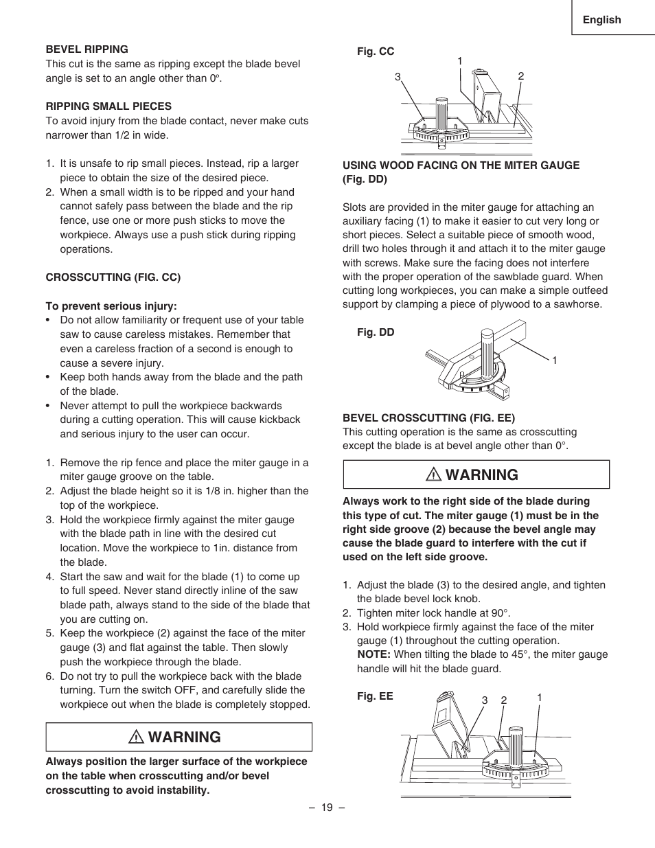 Warning | Hitachi C 10RA3 User Manual | Page 19 / 72
