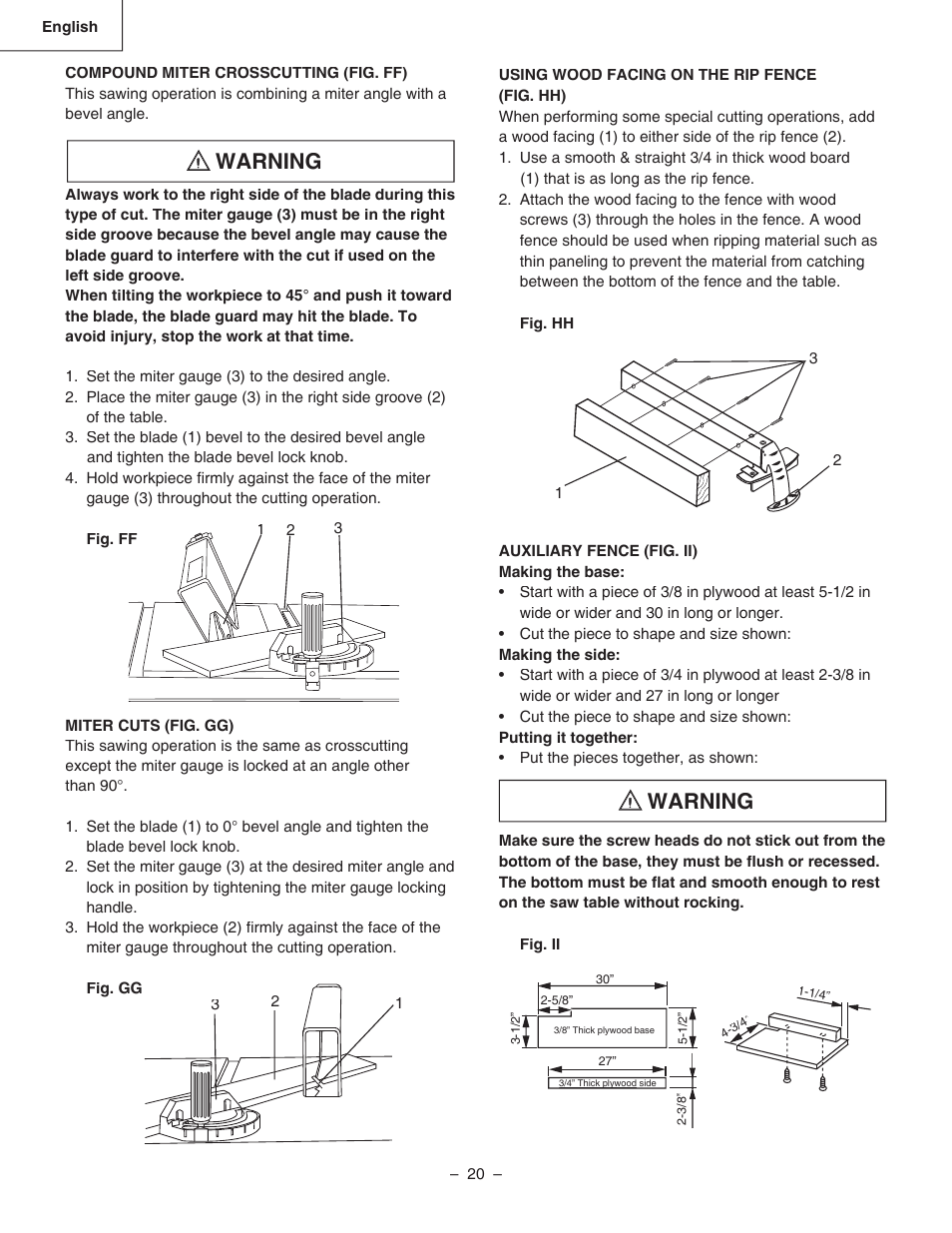 Warning | Hitachi C 10RA3 User Manual | Page 20 / 72