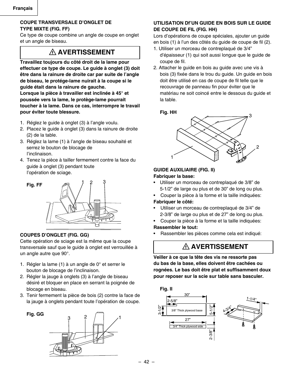 Avertissement | Hitachi C 10RA3 User Manual | Page 42 / 72