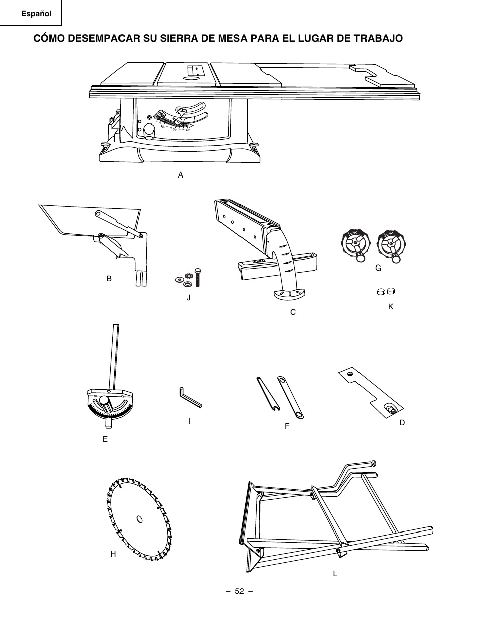 52 – español, Oblade angle | Hitachi C 10RA3 User Manual | Page 52 / 72