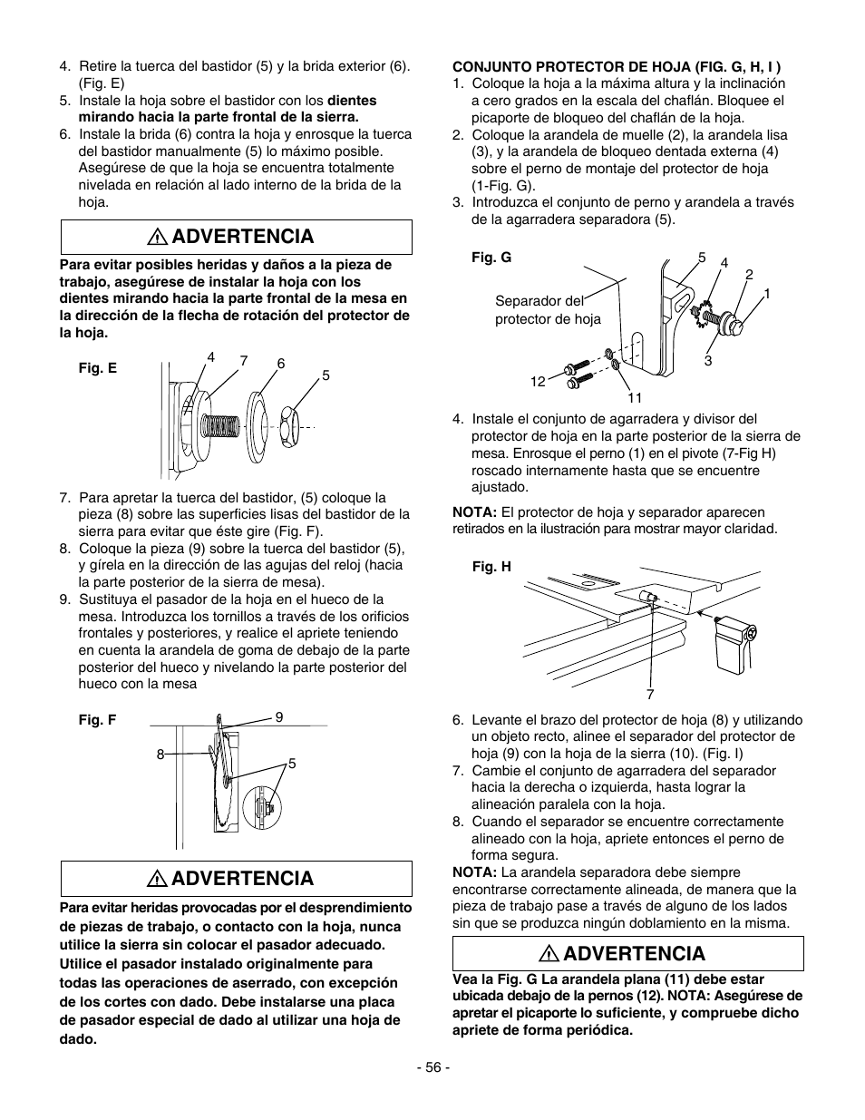 Advertencia | Hitachi C 10RA3 User Manual | Page 56 / 72
