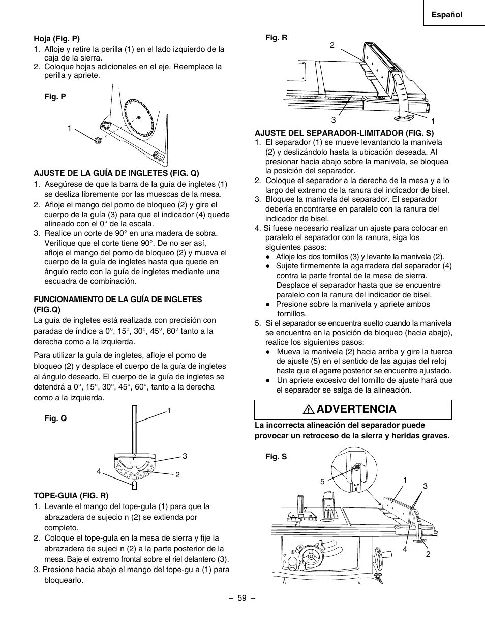 Advertencia | Hitachi C 10RA3 User Manual | Page 59 / 72
