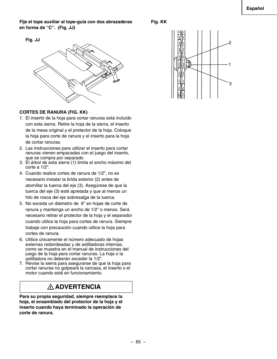Advertencia | Hitachi C 10RA3 User Manual | Page 65 / 72