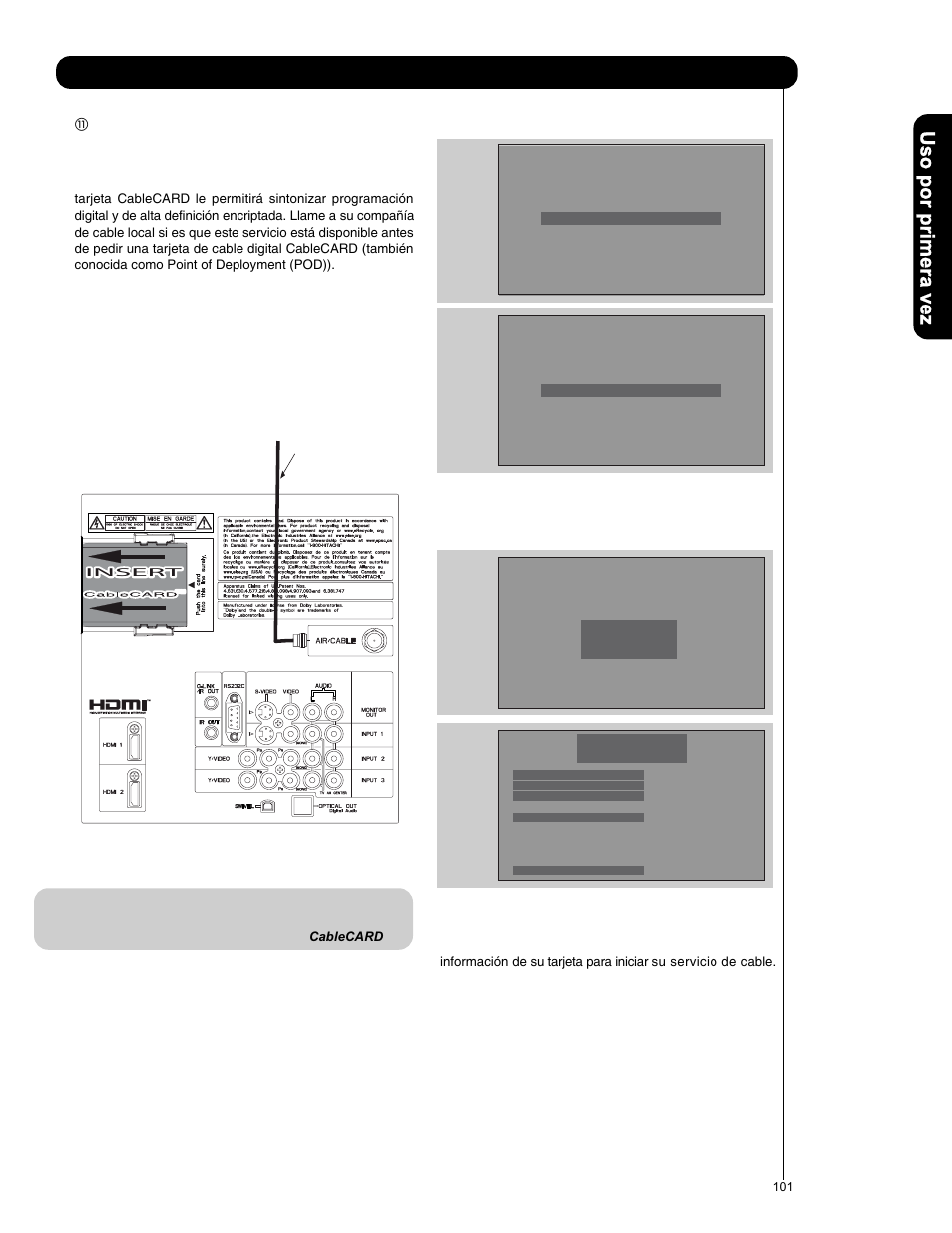 Conexiones del panel posterior | Hitachi P50V701 User Manual | Page 101 / 186